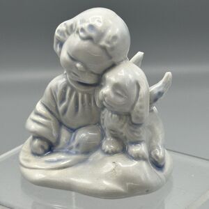 Vtg Duncan Enterprises Cherub Angel and Puppy with Wings Figurine Hand Painted